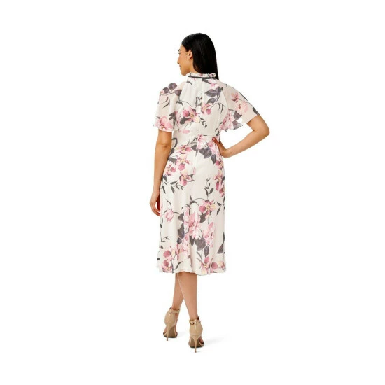 Adrianna Papell Printed Chiffon Midi Dress For Female - Image 3