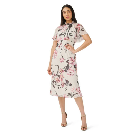 Adrianna Papell Printed Chiffon Midi Dress For Female - Image 4