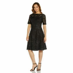 Adrianna Papell Embroidered Lace Midi Dress For Female