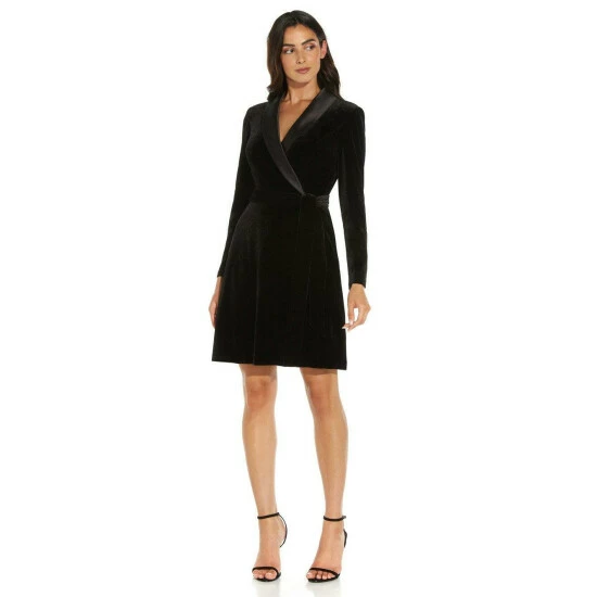 Adrianna Papell Velvet Tuxedo Dress For Female - Image 6