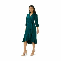 Adrianna Papell Satin Crepe Wrap Dress For Female
