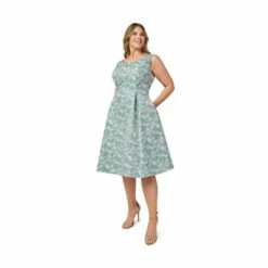 Adrianna Papell Plus Jacquard Fit And Flare Dress For Female