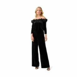 Adrianna Papell Off Shoulder Velvet Jumpsuit For Female