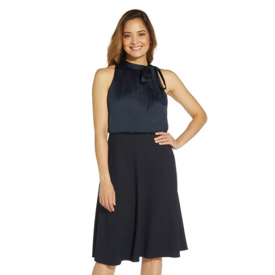 Adrianna Papell Satin Crepe Halter Bias Dress For Female - Image 4