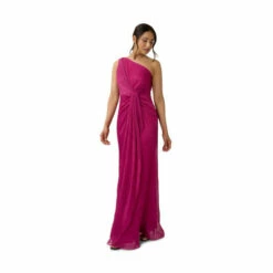 Adrianna Papell Stardust Pleated Draped Gown For Female