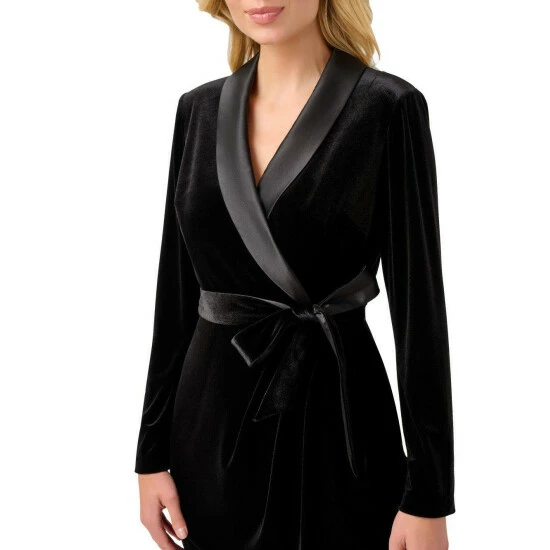 Adrianna Papell Velvet Tuxedo Dress For Female - Image 3