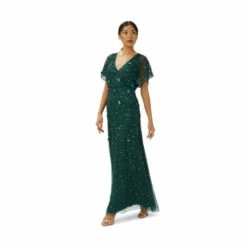 Adrianna Papell Bead 3D Petal Gown For Female