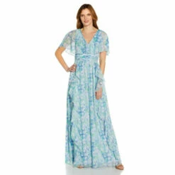 Adrianna Papell Chiffon Capelet Gown For Female