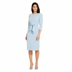 Adrianna Papell Knit Crepe Tie Waist Sheath For Female