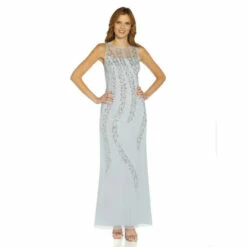 Papell Studio Beaded Long Gown For Female