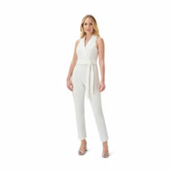Adrianna Papell Knit Crepe Tuxedo Jumpsuit For Female