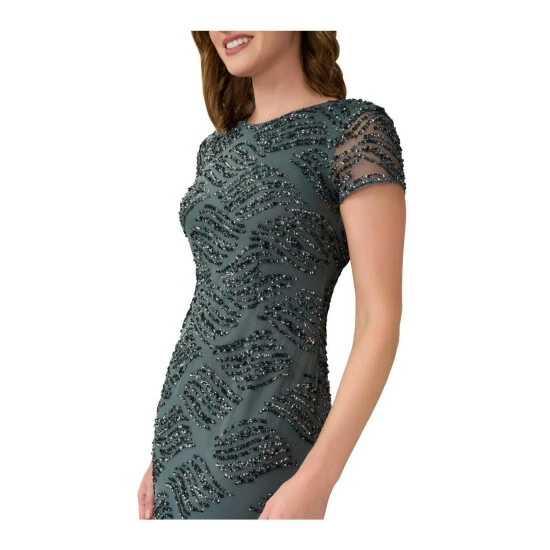 Adrianna Papell Beaded Cowl Back Gown For Female - Image 2