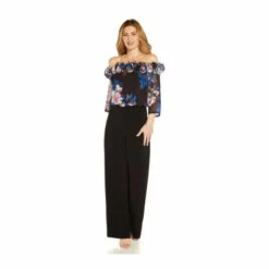 Adrianna Papell Floral Chiffon Jumpsuit For Female