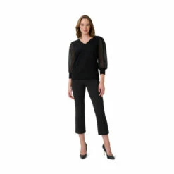 Adrianna Papell Scallop Neck Chiffon Sweater For Female