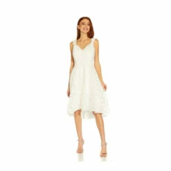 Adrianna Papell 3D Embroidery High Low Dress For Female