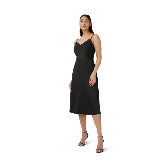 Adrianna Papell Satin Cowl Neck Midi Dress For Female - Image 6