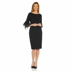 Adrianna Papell Knit Crepe Tiered Sleeve Dress For Female