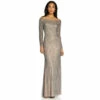 Adrianna Papell Beaded Off Shoulder Gown For Female