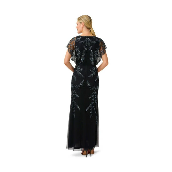Papell Studio Beaded Flutter Blouson Gown For Female - Image 3