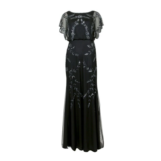 Papell Studio Beaded Flutter Blouson Gown For Female - Image 4