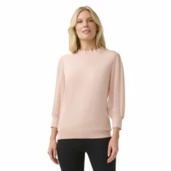 Adrianna Papell Clip Dot Sleeve Twofer Sweater For Female