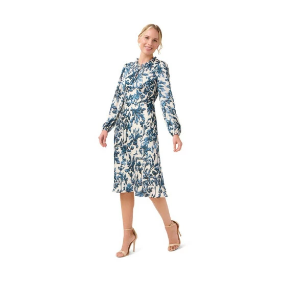 Adrianna Papell Scroll Printed Bias Dress For Female - Image 7