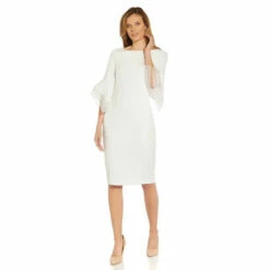 Adrianna Papell Knit Crepe Tiered Sleeve Dress For Female