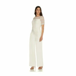 Adrianna Papell Guipure Lace Crepe Jumpsuit For Female