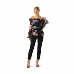 Adrianna Papell Chiffon Rosette Top For Female