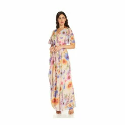Adrianna Papell Floral Printed Chiffon Gown For Female