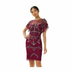 Adrianna Papell Beaded Short Dress For Female