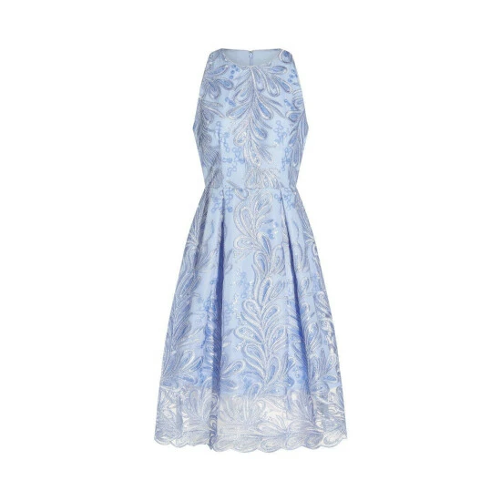 Adrianna Papell Ribbon Embroidery Flared Dress For Female - Image 5