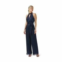 Adrianna Papell Metallic Crinkle Jumpsuit For Female