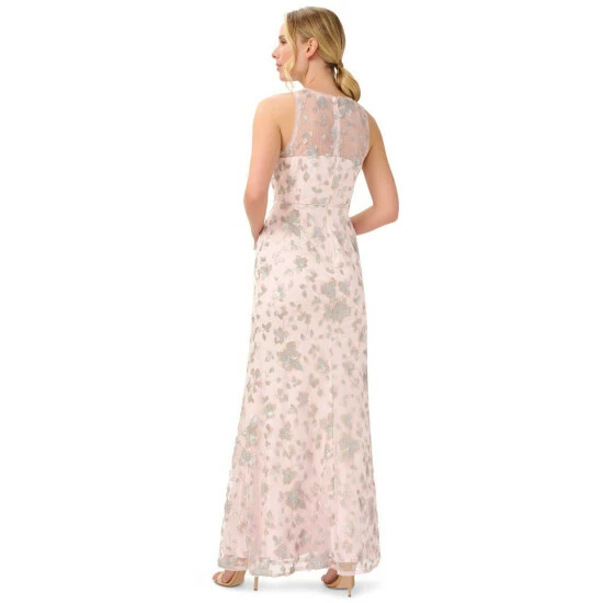 Adrianna Papell Floral Sequin Halter Gown For Female - Image 3