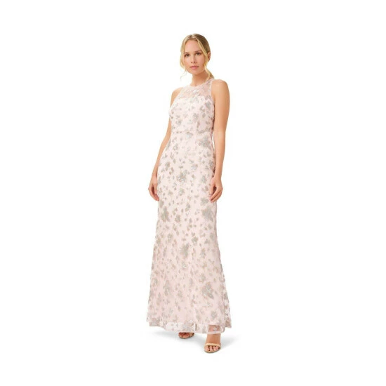 Adrianna Papell Floral Sequin Halter Gown For Female - Image 5