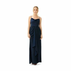 Adrianna Papell Satin Crepe Cowl Neck Gown For Female