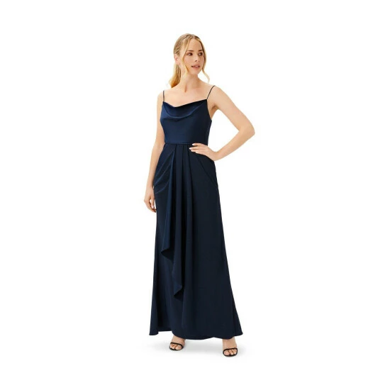 Adrianna Papell Satin Crepe Cowl Neck Gown For Female - Image 4