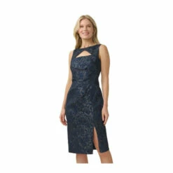 Adrianna Papell Metallic Jacquard Sheath Dress For Female
