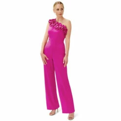 Adrianna Papell Ruffle Crepe Jumpsuit For Female
