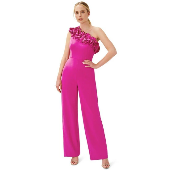 Adrianna Papell Ruffle Crepe Jumpsuit For Female - Image 4