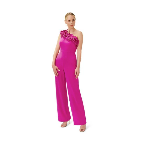 Adrianna Papell Ruffle Crepe Jumpsuit For Female - Image 6