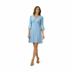 Adrianna Papell Satin Crepe Bell Sleeve Dress For Female