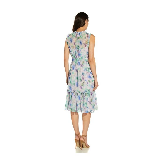 Adrianna Papell Watercolor Chiffon Print Dress For Female - Image 3