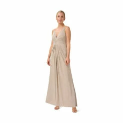 Adrianna Papell Metallic Jersey Gown For Female